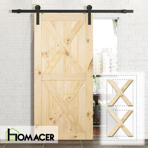 Homacer Paneled Wood Unfinished Frame Barn Door with Installation Hardware Kit & Reviews Wayfair